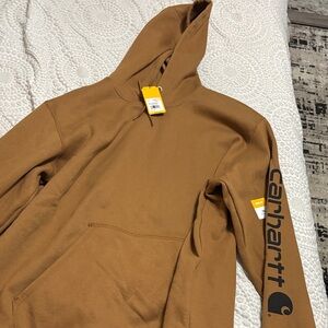 Carhartt Tan Hoodie with Sleeve Logo